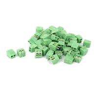 TA-VIGOR 50 Pcs 2 Pin Screw Terminal Block 3.5mm Pitch PCB Mount Connector, D-Type Terminal Blocks for PCB Wiring, Green