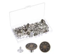 TA-VIGOR 50 Sets 15mm Jeans Button Pins No-Sew Metal Replacement Kit, Adjustable Waist Extender Rivet Buttons for Denim Jeans, Removable Pants Tightener with Storage Box, Bronze