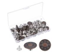 TA-VIGOR 50 Sets 20mm Jeans Button Pins No-Sew Metal Replacement Kit, Adjustable Waist Extender Rivet Buttons for Denim Jeans, Removable Pants Tightener with Storage Box, Red Bronze