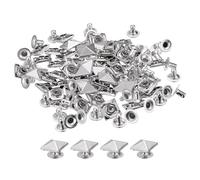 TA-VIGOR 50pc 10mm Spike Rivets Pyramid Studs, Square Metal Stud for Clothing, Leather Jacket, Bags & Belts, Shoes, Punk DIY Craft Rivet Stud Kit, Gold Tone