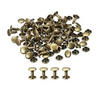 TA-VIGOR 50pc 8mm Leather Rivets Double Cap, 10mm Height Metal Rivet Studs for Leather Crafting Repair, Clothing, Belts, Purse, Handbag & Bag Making, Shoes Strap Rivets, Bronze