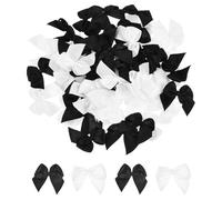 TA-VIGOR 50pcs 1 Inch Mini Satin Ribbon Bows, Fabric Flower Embellishments Gift Wrapping Bow Ribbon for DIY Crafts, Wedding, Hair Clips, Gift Decoration, Sewing Appliques, Black/White