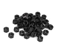 TA-VIGOR 50Pcs Hex Nuts, M5 Self Locking Nuts, Carbon Steel Grade 8.8 Oxide Hexagon Nutstones for Lock Washers, Bolts, Screws, Black