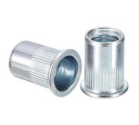 TA-VIGOR 50pcs M12 Knurled Rivet Nuts, Carbon Steel Flat Head Threaded Insert Rivnut Kit Zinc-plated for Metal Plate, Wood, Plastic, Fiberglass