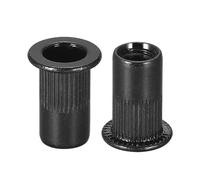 TA-VIGOR 50Pcs M5 Rivet Nuts, Carbon Steel Zinc-Plated Knurled Flat Head Threaded Insert Nut Black for Automotive Furniture