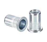 TA-VIGOR 50pcs M8 Knurled Rivet Nuts, Carbon Steel Flat Head Threaded Insert Rivnut Kit Zinc-plated for Metal Plate, Wood, Plastic, Fiberglass