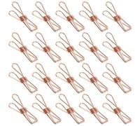TA-VIGOR 50Pcs Metal Wire Hollow Out Clips, 32mm Mini Binder Paper Clamp, Multi-Purpose Paper Clips, Sealing Bill Paper Holder for Clothes Bill Paper Office Home Supplies, Rose Gold