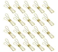 TA-VIGOR 50Pcs Metal Wire Hollow Out Clips, 32mm Mini Binder Paper Clamp, Multi-Purpose Paper Clips, Sealing Bill Paper Holder for Clothes Bill Paper Office Home Supplies, Gold