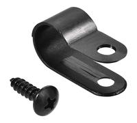 TA-VIGOR 50Pcs Nylon R-Type Cable Clamp Clips, 10.4mm Plastic Cable Clamp Assortment Kit Fastener, Plastic Wire Clamp Clips for Electrical Cable Wire Conduit Cable Management, Black