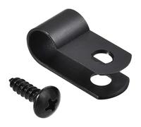 TA-VIGOR 50Pcs Nylon R-Type Cable Clamp Clips, 6.4mm Plastic Cable Clamp Assortment Kit Fastener, Plastic Wire Clamp Clips for Electrical Cable Wire Conduit Cable Management, Black