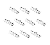 TA-VIGOR 50Pcs Ribbon End Crimp Clamps 25mm Silver Tone Stainless Steel Cord Ends Fold Over Crimp Caps Jewellery Findings for DIY Bracelet Necklace Making