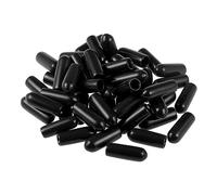TA-VIGOR 50Pcs Rubber End Caps, 3.5mm ID Round Flexible Screw End Caps Thread Protectors, Black Vinyl Bolt Covers Rubber Covers for Screws, Tubes, Cables, Wires, etc