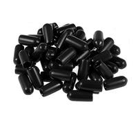 TA-VIGOR 50Pcs Rubber End Caps, 5mm ID Round Flexible Screw End Caps Thread Protectors, Black Vinyl Bolt Covers Rubber Covers for Screws, Tubes, Cables, Wires, etc