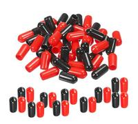 TA-VIGOR 50Pcs Rubber End Caps, 6mm ID Round Flexible Screw End Caps Thread Protectors, Vinyl Bolt Covers Rubber Covers for Screws, Tubes, Cables, Wires, etc, Black Red