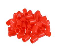 TA-VIGOR 50Pcs Rubber End Caps, 7.5mm ID Round Flexible Screw End Caps Thread Protectors, Red Vinyl Bolt Covers Rubber Covers for Screws, Tubes, Cables, Wires, etc