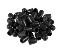 TA-VIGOR 50Pcs Rubber End Caps, 8mm ID Round Flexible Screw End Caps Thread Protectors, Black Vinyl Bolt Covers Rubber Covers for Screws, Tubes, Cables, Wires, etc