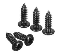 TA-VIGOR 50Pcs Self Tapping Screws, #8 x 1/2 Phillips Pan Head Screw, Round Head Tapping Screws, Stainless Steel Machine Wood Fasteners Bolts for Wood, Drywall, Furniture, Repairing, Black