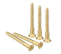 TA-VIGOR 50Pcs Self Tapping Screws, M4 Slotted Flat Head Screw, 35mm Round Head Slotted Tapping Screws, Brass Machine Wood Fasteners Bolts for Wood, Drywall, Furniture, Repairing