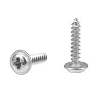 TA-VIGOR 50Pcs Self Tapping Screws with Washer, M2*10 * 5mm Phillips Pan Head Screw, Round Head Tapping Screws, 304 Stainless Steel Machine Wood Fasteners Bolts for Wood Drywall Furniture Repairing