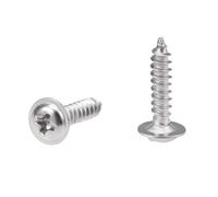 TA-VIGOR 50Pcs Self Tapping Screws with Washer, M2.3*10*5mm Phillips Pan Head Screw, Round Head Tapping Screws, 304 Stainless Steel Machine Wood Fasteners Bolts for Wood Drywall Furniture Repairing