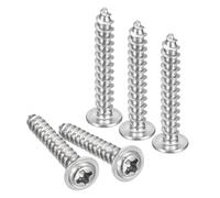 TA-VIGOR 50Pcs Self Tapping Screws with Washer, M4*25 * 8mm Phillips Pan Head Screw, Round Head Tapping Screws, 304 Stainless Steel Machine Wood Fasteners Bolts for Wood Drywall Furniture Repairing