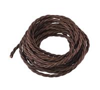 TA-VIGOR 5M Twisted Cloth Covered Wire, 3 Core 18AWG Vintage Woven Fabric Electrical Cable, Lamp Cable Modern Cloth Covered Wire for DIY Industrial Pendant Ligh, Brown