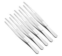 TA-VIGOR 5Pcs 18cm Stainless Steel Straight Blunt Tweezers with Serrated Tips, 7 Inch Kitchen Cooking Tweezers Tongs Multipurpose Tool for Dressing, Craft, and Garden Use