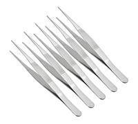 TA-VIGOR 5Pcs 18cm Stainless Steel Straight Pointed Tweezers with Serrated Tips, 7 Inch Kitchen Cooking Tweezers Tongs Multipurpose Tool for Dressing, Craft, and Garden Use