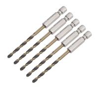 TA-VIGOR 5Pcs 3.5mm Hex Shank Twist Drill Bit Set, 1/4 Inch Shank HSS High Speed Steel Drill Bit Set Quick Change Twist Drill Bits for Woodworking, Plastic and Metal