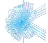 TA-VIGOR 5Pcs 4 Inch Large Organza Pull Bows, Light Blue Chiffon Gift Wrapping Ribbon Bows for Weddings, Gift Baskets, Presents, Christmas and Valentine’s Day Decorations