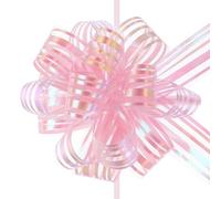 TA-VIGOR 5Pcs 4 Inch Large Organza Pull Bows - Light Pink Chiffon Gift Wrapping Ribbon Bows for Weddings, Gift Baskets, Presents, Christmas and Valentine’s Day Decorations