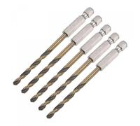 TA-VIGOR 5Pcs 4mm Hex Shank Twist Drill Bit Set, 1/4 Inch Shank HSS High Speed Steel Drill Bit Set Quick Change Twist Drill Bits for Woodworking, Plastic and Metal