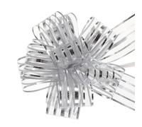 TA-VIGOR 5Pcs 6 Inch Large Organza Pull Bows, Silver Chiffon Gift Wrapping Ribbon Bows for Weddings, Gift Baskets, Presents, Christmas and Valentine’s Day Decorations