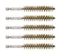 TA-VIGOR 5Pcs Bore Brush Set 14mm Dia, Brass Wire Tube Cleaning Brush with 1/4 Inch Hex Shank, Wire Brush for Drill, Pipe Drill Hole Brush for Metal Pipe Cleaner, Ports and Rust Cleaning
