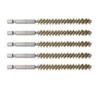 TA-VIGOR 5Pcs Bore Brush Set 8mm Dia, Brass Wire Tube Cleaning Brush with 1/4 Inch Hex Shank, Wire Brush for Drill, Pipe Drill Hole Brush for Metal Pipe Cleaner, Ports and Rust Cleaning