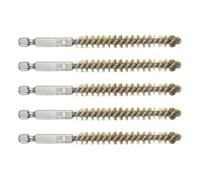 TA-VIGOR 5Pcs Bore Brush Set 9mm Dia, Brass Wire Tube Cleaning Brush with 1/4 Inch Hex Shank, Wire Brush for Drill, Pipe Drill Hole Brush for Metal Pipe Cleaner, Ports and Rust Cleaning