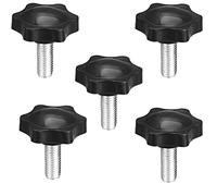 TA-VIGOR 5Pcs Clamping Screw Knob Star Shaped M6 x 16mm, 32mm Dia Plum Hex Shaped Plastic Head Clamping Knob Male Thread Grips