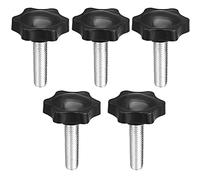 TA-VIGOR 5Pcs Clamping Screw Knob Star Shaped M8 x 55mm, 38mm Dia Plum Hex Shaped Plastic Head Clamping Knob Male Thread Grips