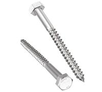 TA-VIGOR 5Pcs Coach Screws, M10 x 120mm Hex Head Lag Bolts, 304 Stainless Steel Sleeper Concrete Wood Screw Hexagon Lag Half Thread Self-Tapping Bolts for Outdoor Use in Decking, Fencing