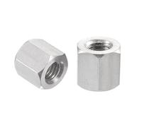 TA-VIGOR 5Pcs M6x15mm Coupling Nuts, 304 Stainless Steel Hex Threaded Rod Coupler for Furniture, Electronic, Industrial
