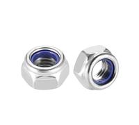 TA-VIGOR 5Pcs M8 Nylon Hex Lock Nuts, 304 Stainless Steel Nylon Insert Self-locking Nuts, Hexagon Threaded Nyloc Nut for Lock Washers Bolts Screws