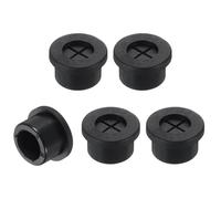 TA-VIGOR 5Pcs Rubber Desk Cable Grommet, 5/8 Inch (16mm) Flexible Cable Hole Cover for Office Desk & Worktops, Quiet Wire Organiser with Tight Fit Cable Port - Black