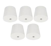 TA-VIGOR 5Pcs Rubber Tapered Plug, 30mm to 37mm Drilled Rubber Stopper,Tapered Lab Seal Silicone Stoppers Lab Plug with Hole Test Tube Bungs for Lab Home Flasks Glass Containers Test Tube, White