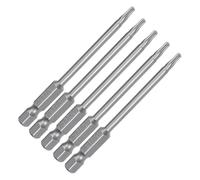 TA-VIGOR 5Pcs T10 Torx Head Screwdriver Bits 1/4 Inch Hex Shank, 75mm Long Magnetic Tamper Proof Star S2 Steel Security Torx Bits with Hole for Impact Driver Drill Bits Hand Tools