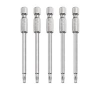 TA-VIGOR 5Pcs T15 Torx Head Screwdriver Bits 1/4 Inch Hex Shank, 75mm Long Magnetic Tamper Proof Star S2 Steel Security Torx Bits with Hole for Impact Driver Drill Bits Hand Tools