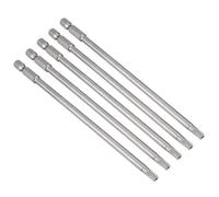 TA-VIGOR 5Pcs T25 Torx Head Screwdriver Bits 1/4 Inch Hex Shank, 150mm Long Magnetic Tamper Proof Star S2 Steel Security Torx Bits with Hole for Impact Driver Drill Bits Hand Tools