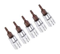TA-VIGOR 5Pcs Torx Bit Socket, 1/4" Drive x T10 CR-V Key Socket, Premium S2 Steel Bits, Torx Bit with 38mm Length for Ratchet Wrench, Torque Wrench, Slide Bar, Impact Power Drills