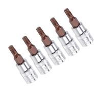 TA-VIGOR 5Pcs Torx Bit Socket, 1/4" Drive x T20 CR-V Key Socket, Premium S2 Steel Bits, Torx Bit with 38mm Length for Ratchet Wrench, Torque Wrench, Slide Bar, Impact Power Drills