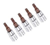 TA-VIGOR 5Pcs Torx Bit Socket, 1/4" Drive x T25 CR-V Key Socket, Premium S2 Steel Bits, Torx Bit with 38mm Length for Ratchet Wrench, Torque Wrench, Slide Bar, Impact Power Drills