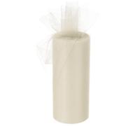 TA-VIGOR 6 Inch 25 Yards Tulle Fabric Ribbon Rolls, Pastel Mesh Fabric Spool Gift Tulle Ribbon Netting Rolls for Gift Wrapping Tutu Bow Christmas Birthday Party Wedding DIY Crafts Decor, Cream White